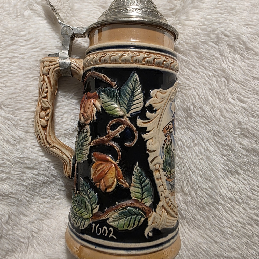 Vintage Ceramic Beer Stein with Lid